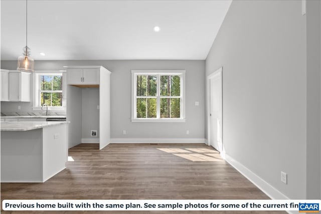 TBD Piney Green Road, Crewe, VA 23930 - kitchen featuring white cabinets, light stone counters, light wood-style flooring, and recessed lighting
