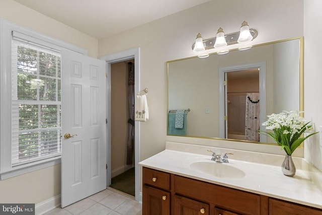 11918 Boulder Ct, Spotsylvania, VA 22553 - full bath with vanity, tile patterned floors, and curtained shower
