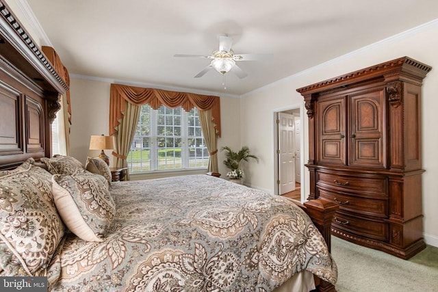 11918 Boulder Ct, Spotsylvania, VA 22553 - bedroom featuring ornamental molding, carpet flooring, and ceiling fan