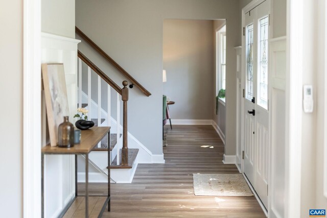 1601 Antoinette Ave, Charlottesville, VA 22903 - entryway featuring stairs and wood finished floors
