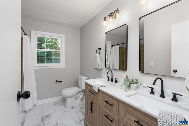 1601 Antoinette Ave, Charlottesville, VA 22903 - full bath featuring marble finish flooring, double vanity, and curtained shower