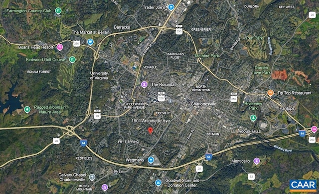 1601 Antoinette Ave, Charlottesville, VA 22903 - aerial view of property's location