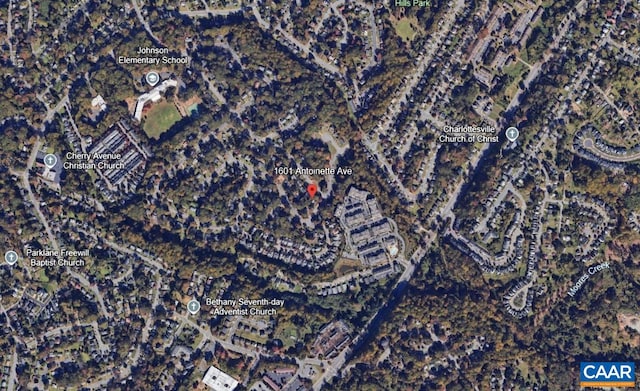 1601 Antoinette Ave, Charlottesville, VA 22903 - aerial map of property and surrounding area