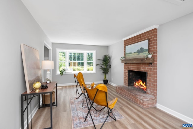 1601 Antoinette Ave, Charlottesville, VA 22903 - living area featuring wood finished floors and a brick fireplace