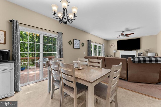 249 Whitworth Dr, Culpeper, VA 22701 - dining room with a ceiling fan and a chandelier