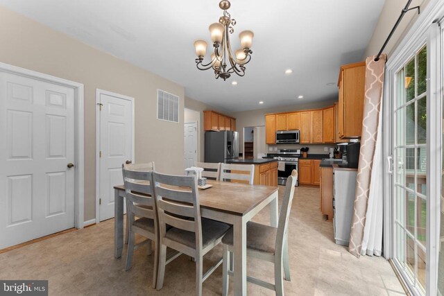 249 Whitworth Dr, Culpeper, VA 22701 - dining area with a chandelier and recessed lighting