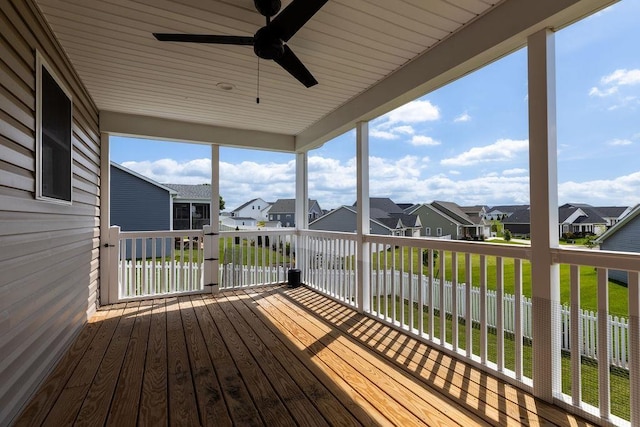 170 Lindburgh Dr, Waynesboro, VA 22980 - wooden terrace with a residential view and a ceiling fan