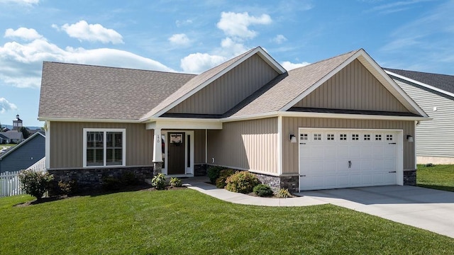 170 Lindburgh Dr, Waynesboro, VA 22980 - craftsman house featuring stone siding, a garage, driveway, and a shingled roof