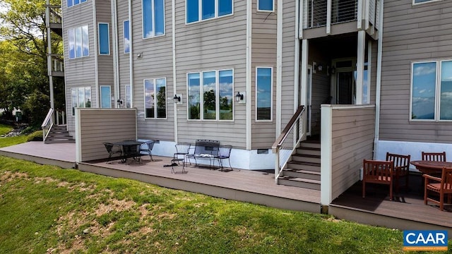 1808 High Ridge Ct, Condos, Wintergreen Resort, VA 22967 - rear view of property featuring a lawn and a wooden deck