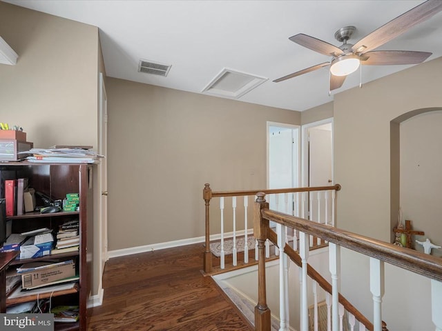 33 Pepper Tree Ct, Warrenton, VA 20186 - corridor with an upstairs landing, wood finished floors, attic access, and arched walkways