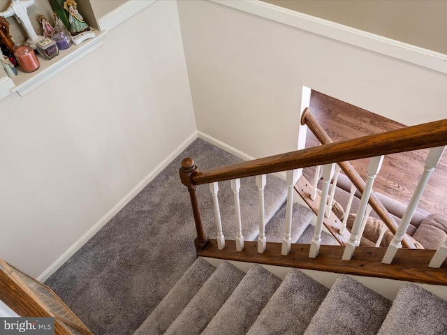 33 Pepper Tree Ct, Warrenton, VA 20186 - stairs featuring carpet flooring and baseboards