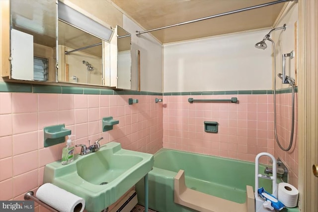 2188 Seville Rd, Madison, VA 22727 - bathroom with tile walls and washtub / shower combination