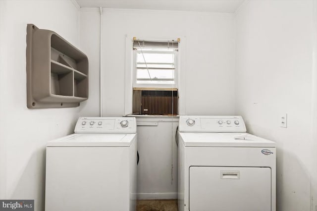2188 Seville Rd, Madison, VA 22727 - washroom featuring separate washer and dryer and ornamental molding