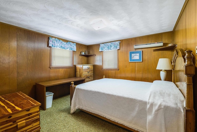 3226 Old Thirty Three Rd, Rockingham, VA 22801 - bedroom with wooden walls, a wall unit AC, and carpet