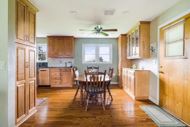 3226 Old Thirty Three Rd, Rockingham, VA 22801 - dining room with wood finished floors, a ceiling fan, recessed lighting, and baseboards