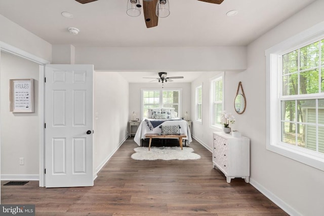 121 Birchside Cir, Locust Grove, VA 22508 - bedroom with wood finished floors, baseboards, recessed lighting, and ceiling fan