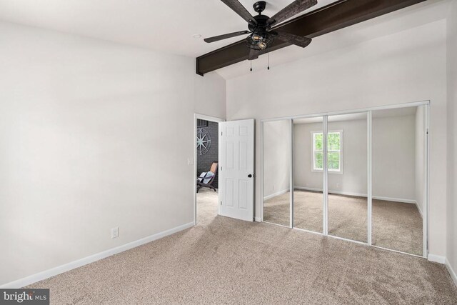121 Birchside Cir, Locust Grove, VA 22508 - unfurnished bedroom with carpet floors, baseboards, a closet, and a ceiling fan