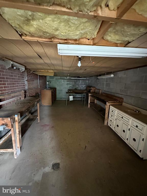 unfinished below grade area featuring concrete block wall