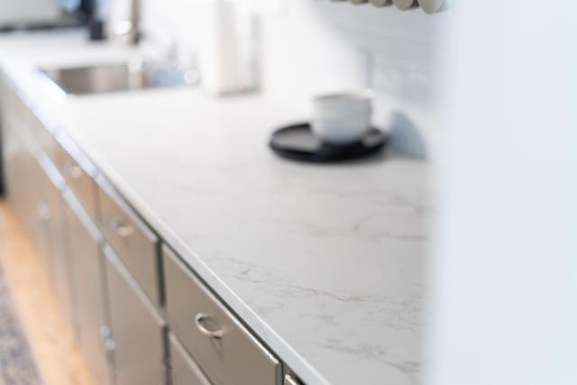detailed view of light countertops