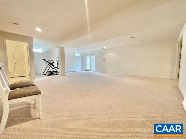 151 Deer Run Dr, Zion Crossroads, VA 22942 - basement with light colored carpet and recessed lighting
