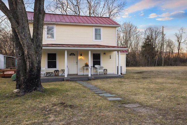 6772 S E Side Hwy, Elkton, VA 22827 - farmhouse inspired home featuring metal roof, a standing seam roof, a front yard, and a porch