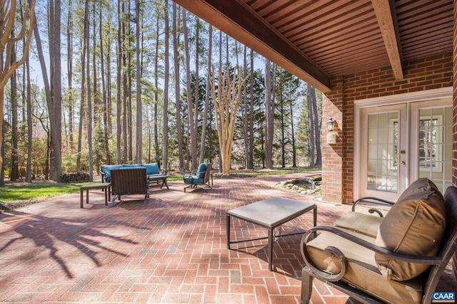 1880 Graham Ct, Keswick, VA 22947 - view of patio / terrace featuring french doors and outdoor lounge area