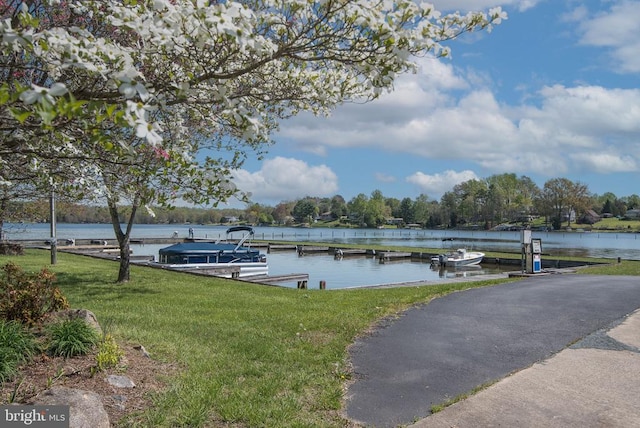 228 Poplar Dr, Louisa, VA 23093 - dock area with a lawn and a water view