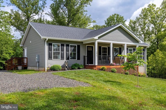 1875 Oneals Rd, Madison, VA 22727 - ranch-style house featuring covered porch, a front lawn, and roof with shingles