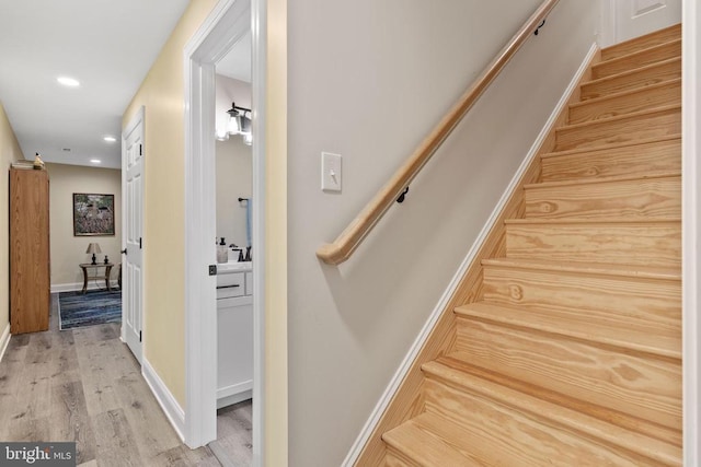 1875 Oneals Rd, Madison, VA 22727 - staircase featuring wood finished floors, recessed lighting, and baseboards