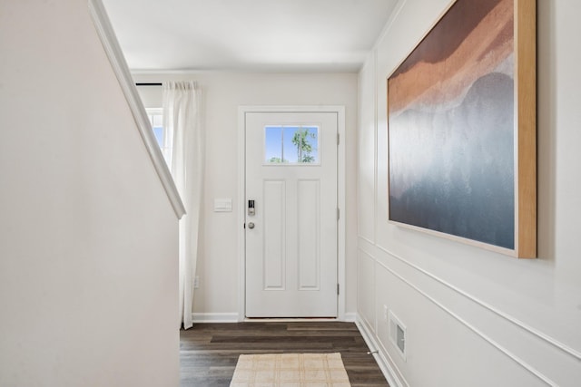 228 Camden Dr, Waynesboro, VA 22980 - doorway featuring dark wood-style floors and baseboards