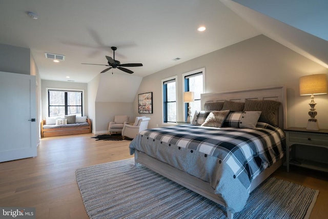 3 Carrs Bridge Rd, Lake Anna, Bumpass, VA 23024 - bedroom with vaulted ceiling, wood finished floors, baseboards, recessed lighting, and a ceiling fan