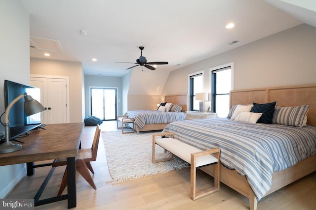 3 Carrs Bridge Rd, Lake Anna, Bumpass, VA 23024 - bedroom featuring light wood-type flooring, recessed lighting, and ceiling fan