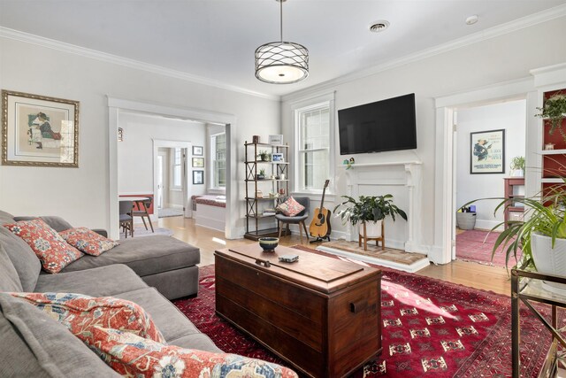 1311 N Augusta St Unit 6, Staunton, VA 24401 - living area featuring wood finished floors, ornamental molding, and baseboards