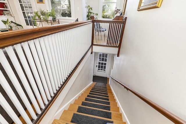 1311 N Augusta St Unit 6, Staunton, VA 24401 - stairway featuring baseboards, wood finished floors, and healthy amount of natural light