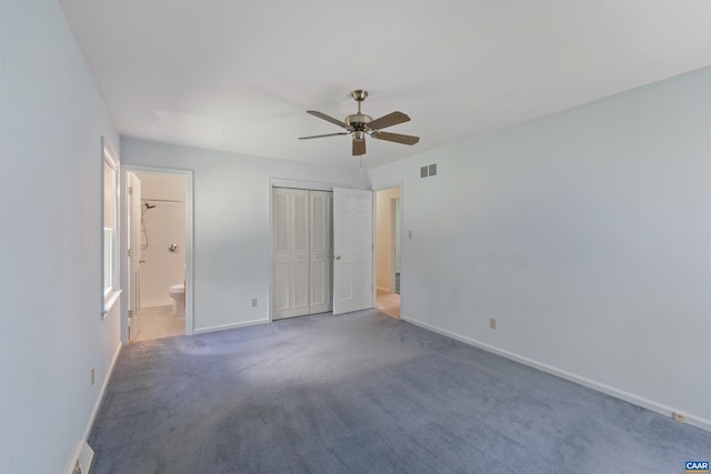2612 Lawrence Rd, Charlottesville, VA 22901 - unfurnished bedroom featuring carpet flooring, ensuite bath, ceiling fan, and a closet