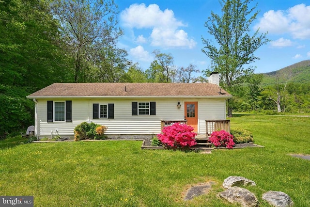 1195 Quaker Run Rd, Madison, VA 22727 - back of property featuring a chimney and a yard