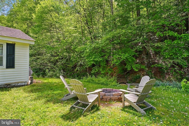 1195 Quaker Run Rd, Madison, VA 22727 - view of grassy yard with a fire pit