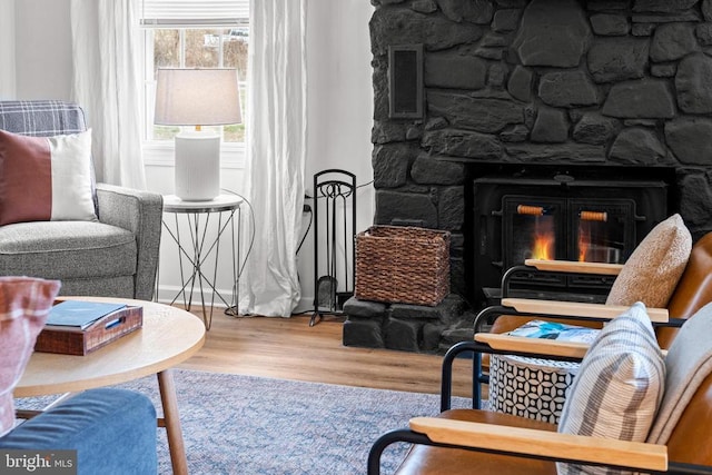 1195 Quaker Run Rd, Madison, VA 22727 - living area with a stone fireplace and wood finished floors
