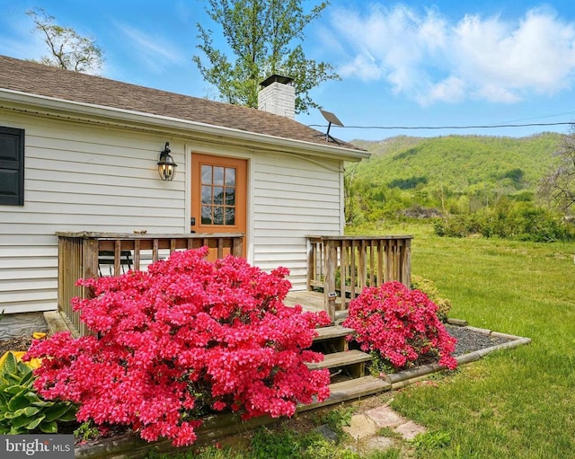 1195 Quaker Run Rd, Madison, VA 22727 - entrance to property with a chimney, a yard, and roof with shingles
