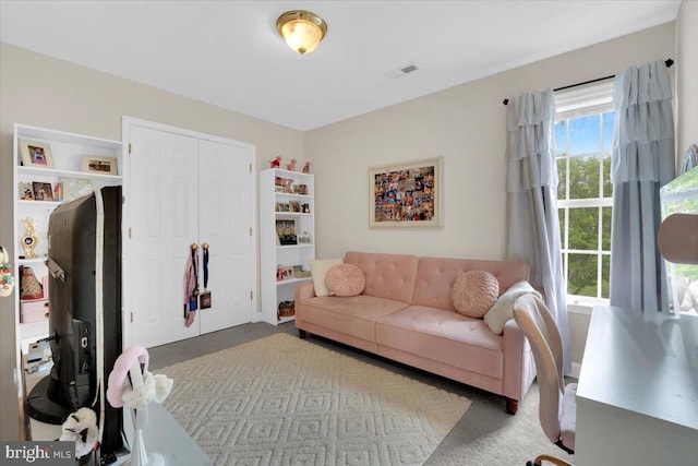 view of carpeted living area