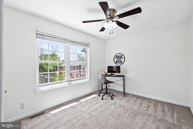 2211 Rock Creek Rd, Fredericksburg, VA 22407 - office area with carpet flooring, baseboards, and a ceiling fan