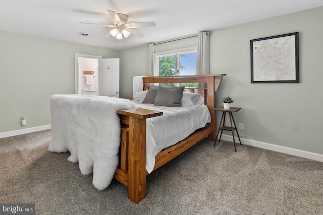 325 Oneals Rd, Madison, VA 22727 - carpeted bedroom featuring baseboards, ensuite bathroom, and ceiling fan