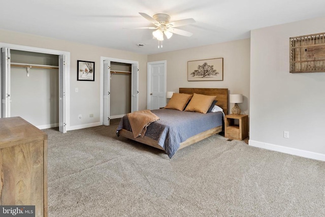 325 Oneals Rd, Madison, VA 22727 - carpeted bedroom with multiple closets, baseboards, and a ceiling fan