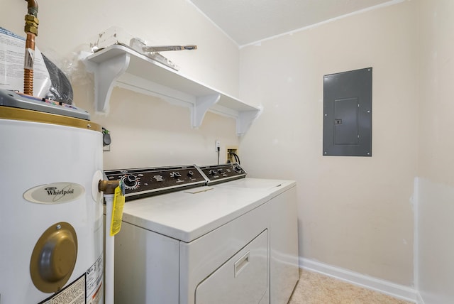 2090 Annandale Ct, Rockingham, VA 22801 - laundry room featuring washing machine and dryer, electric panel, water heater, and baseboards