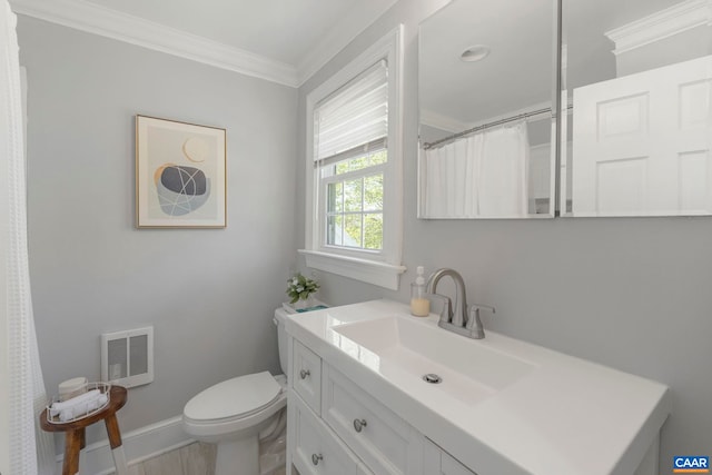 330 Carrsbrook Dr, Charlottesville, VA 22901 - full bathroom with toilet, ornamental molding, vanity, baseboards, and a shower with curtain
