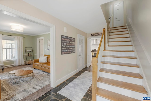 330 Carrsbrook Dr, Charlottesville, VA 22901 - staircase with baseboards and ornamental molding