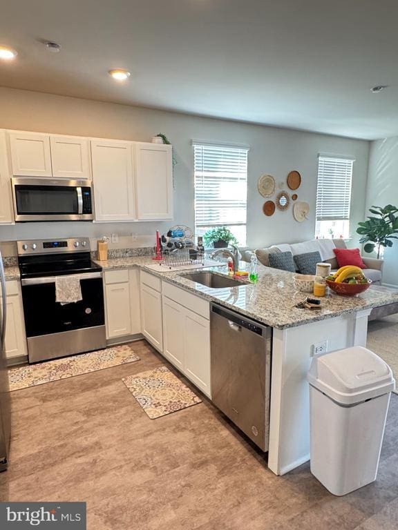 182 Allison Dr, Luray, VA 22835 - kitchen with stainless steel appliances, a sink, a peninsula, healthy amount of natural light, and recessed lighting