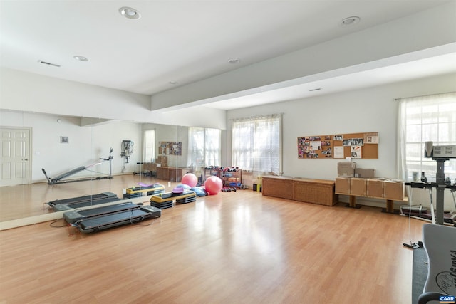 1330 Elderberry Pl, Earlysville, VA 22936 - workout area featuring plenty of natural light, wood finished floors, and recessed lighting