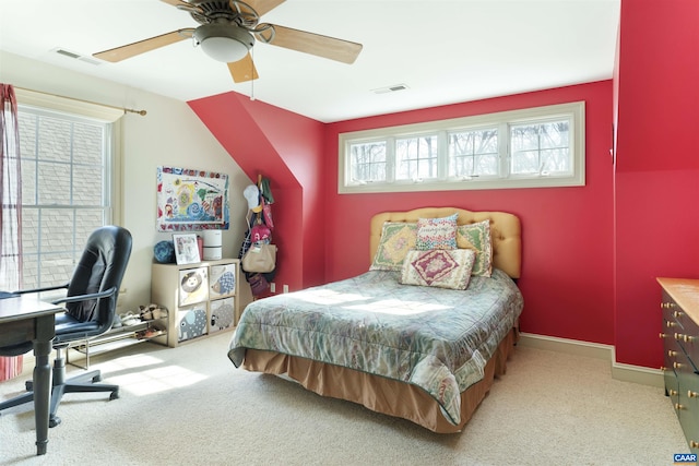 1330 Elderberry Pl, Earlysville, VA 22936 - bedroom featuring carpet flooring, an office area, multiple windows, and a ceiling fan