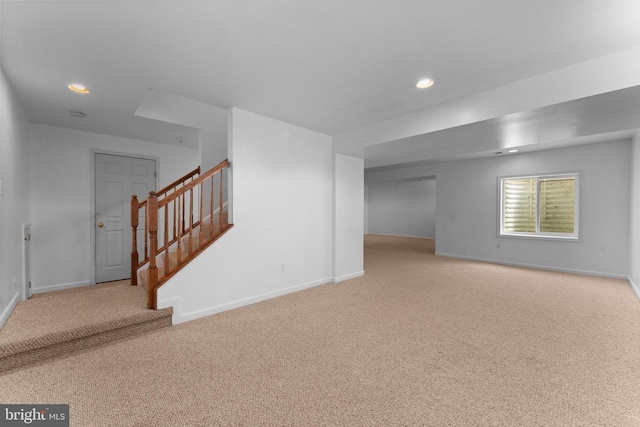 12190 Remland Ct, Remington, VA 22734 - below grade area featuring carpet, stairs, and recessed lighting